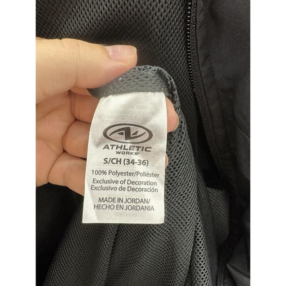 Athletic Works Mens Jacket Size Small Black Zip Up LightWeight Hooded Windbreake - Picture 6 of 12
